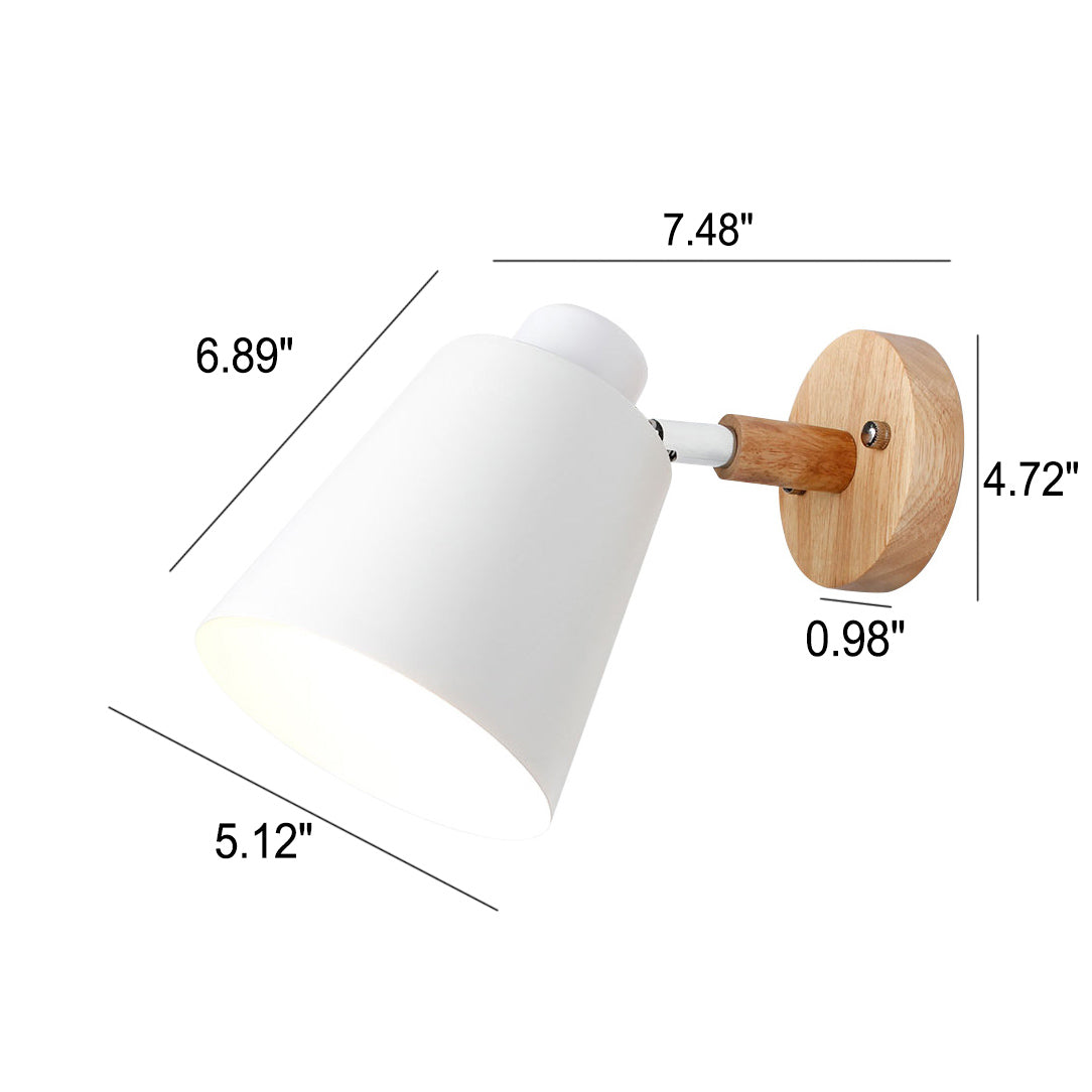 Minimalistic Taavita Barrel Shade Wooden Chassis Plug 1-Light Wall Lamp