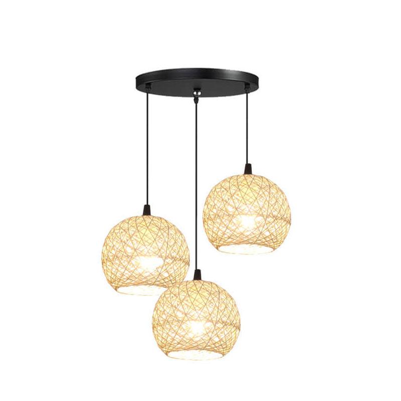 Taavita Rattan Weave Globe 1/3 Light Pendant Lamp