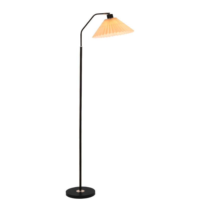 Minimalistic 1-light floor lamp with folded fabric shade