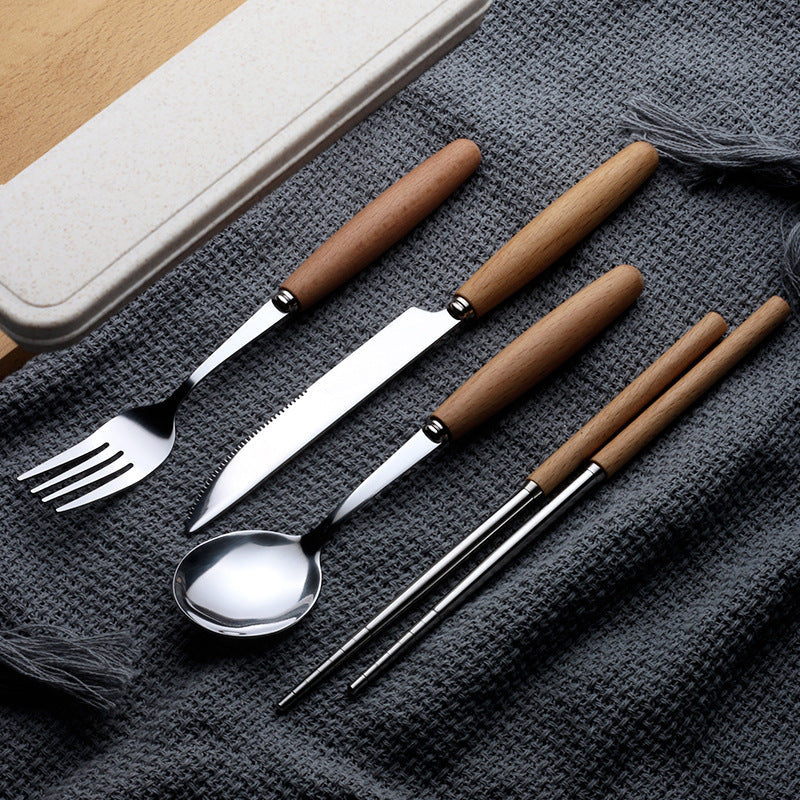 Taavita Cutlery Set - Premium 5-Piece Scandinavian Design Set with Wooden Handles