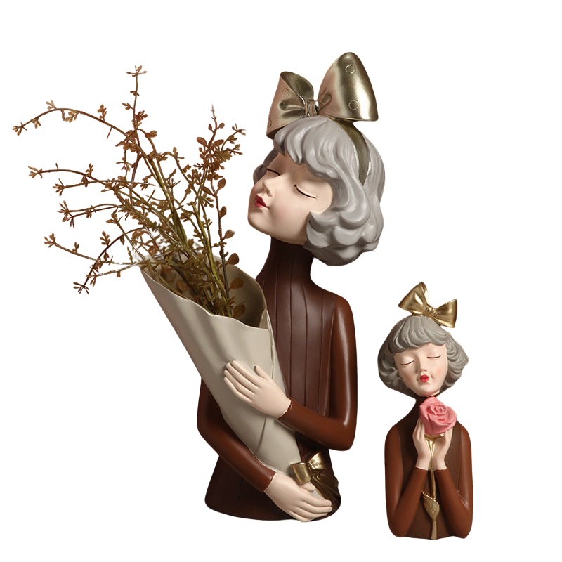 Taavita Flower Vase - Ceramic Vase with Charming Feminine Figurative Design for Flowers and Plants