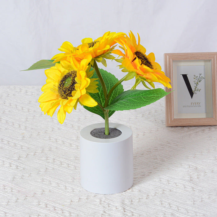 Shimmering Sunflower Lamp | Nature-Inspired Floral LED Table Light | USB Rechargeable | Elegant Decor