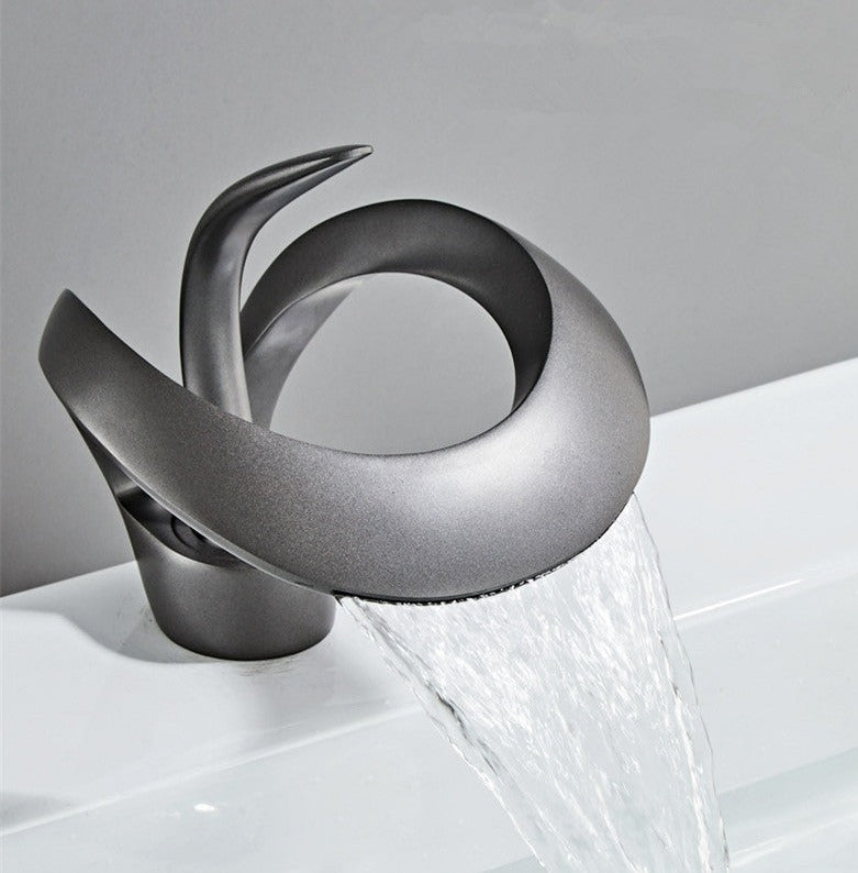 Modern Waterfall Bathroom Faucet in Brushed Gold by Taavita