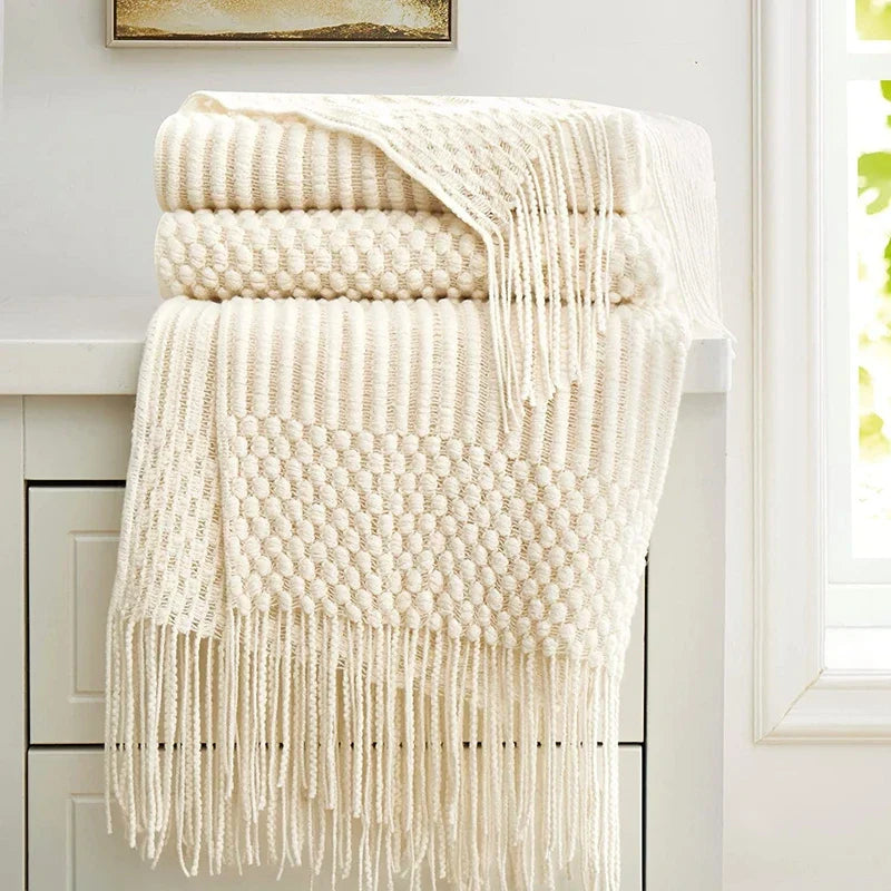 Luxury Chunky Style Knitted Blanket for Bedroom and Sofa