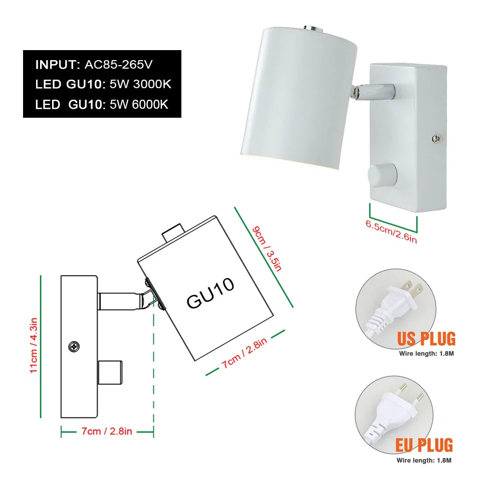 Swiveling Wall Lamp with Switch