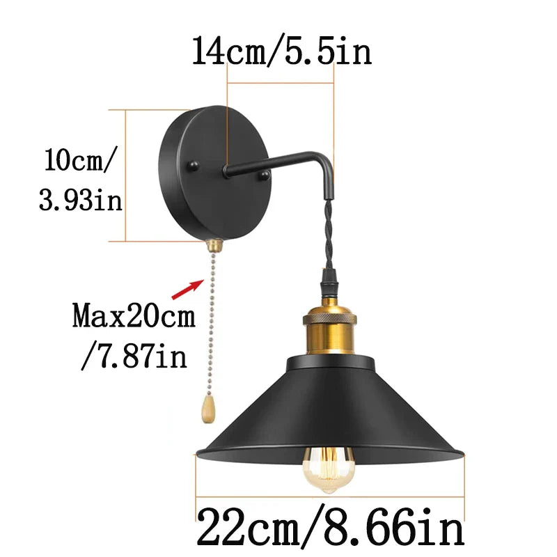 Taavita Retro Wall Lamp with Switch