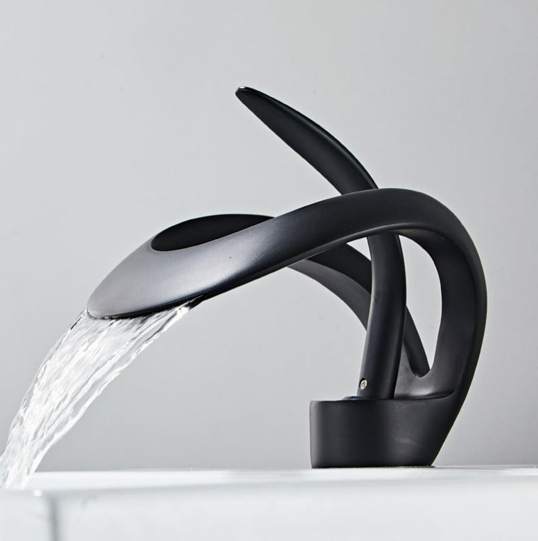 Modern Waterfall Bathroom Faucet in Brushed Gold by Taavita