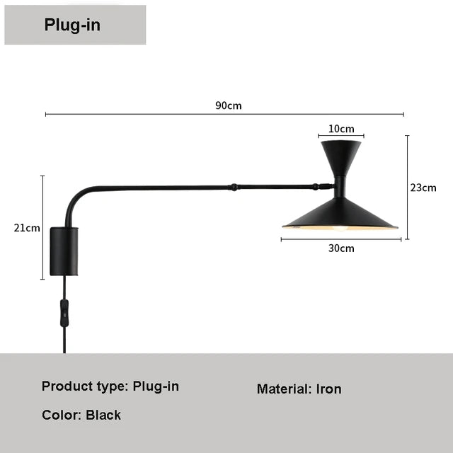 Taavita Wall Lamp Swivel Arm Black