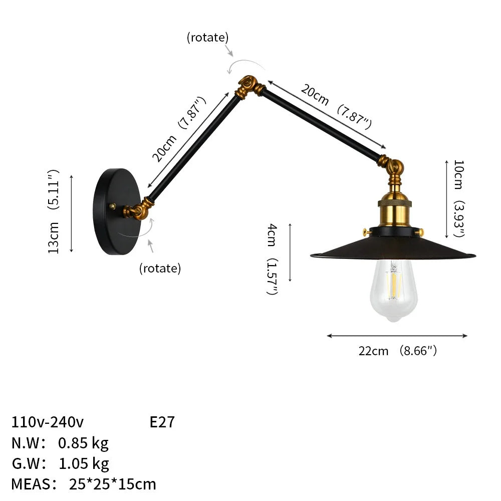 Taavita Industrial Swing Arm Wall Lamp