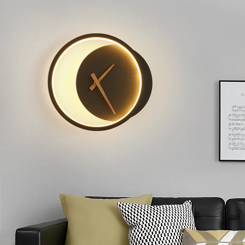 Taavita Wall Lamps Indoor Kitchen with Integrated Clock and Half-Moon Design