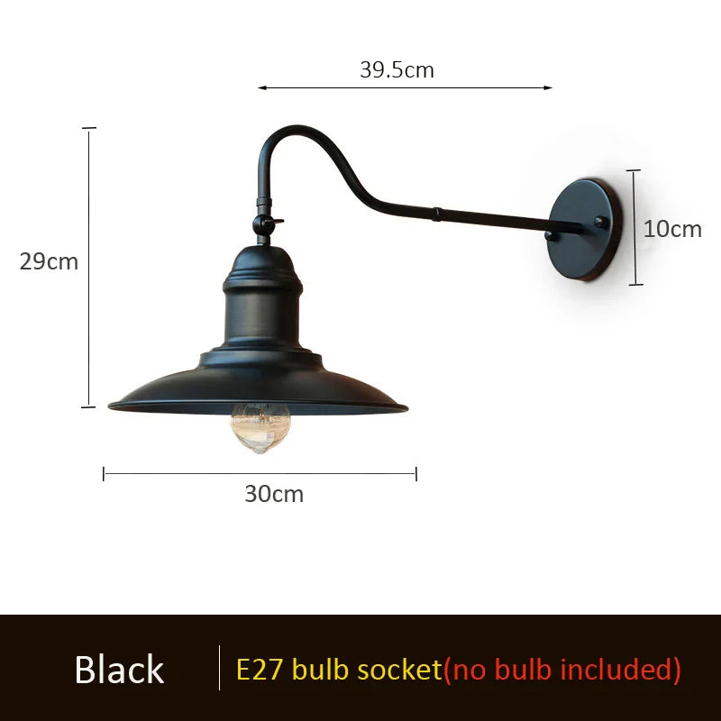 Taavita Industrial Black Wall Lamp