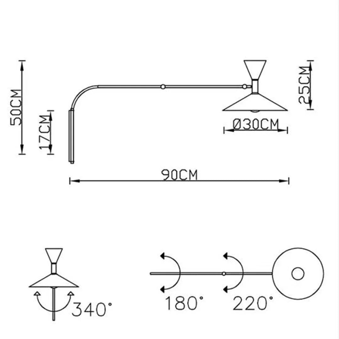 Taavita Wall Lamp with Cable and Telescopic Arm