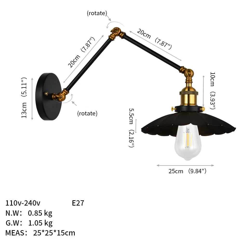 Taavita Industrial Swing Arm Wall Lamp