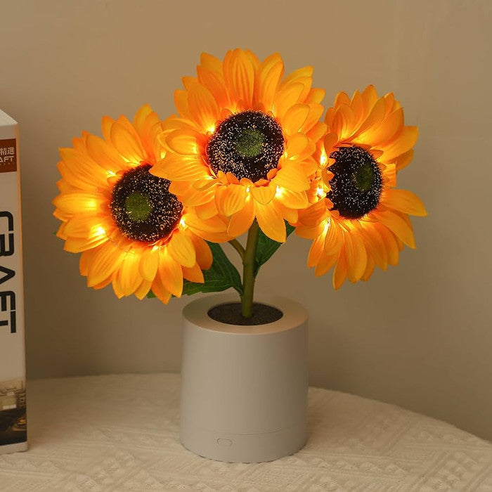 Shimmering Sunflower Lamp | Nature-Inspired Floral LED Table Light | USB Rechargeable | Elegant Decor