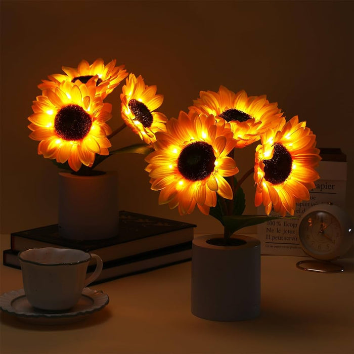 Shimmering Sunflower Lamp | Nature-Inspired Floral LED Table Light | USB Rechargeable | Elegant Decor