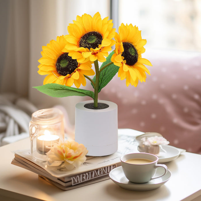 Shimmering Sunflower Lamp | Nature-Inspired Floral LED Table Light | USB Rechargeable | Elegant Decor