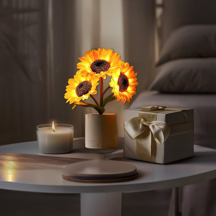 Shimmering Sunflower Lamp | Nature-Inspired Floral LED Table Light | USB Rechargeable | Elegant Decor