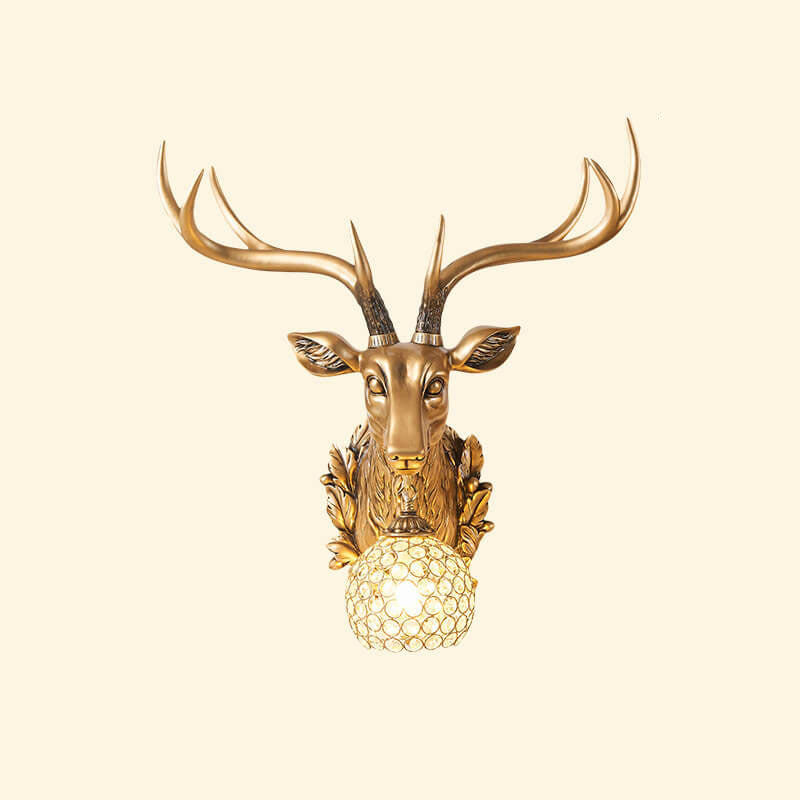 Taavita Retro Deer Head Resin Wall Lamp with 1 Light