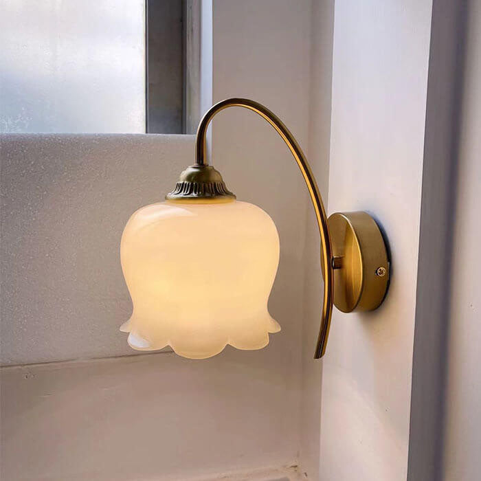 Taavita Wall Lamp with 1 Light in Vintage Style made of Resin and Copper Iron in Creamy Yellow