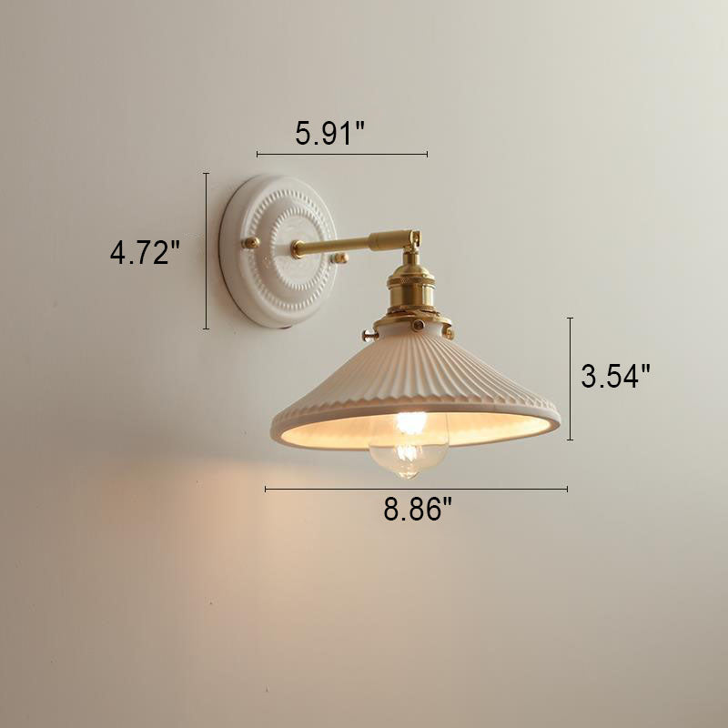 Taavita Vintage Wall Lamp made of Brass with 1 Ceramic Light - Modern Design in White and Copper, for Night/Living Room/Bedroom/Office, 110 V-240 V