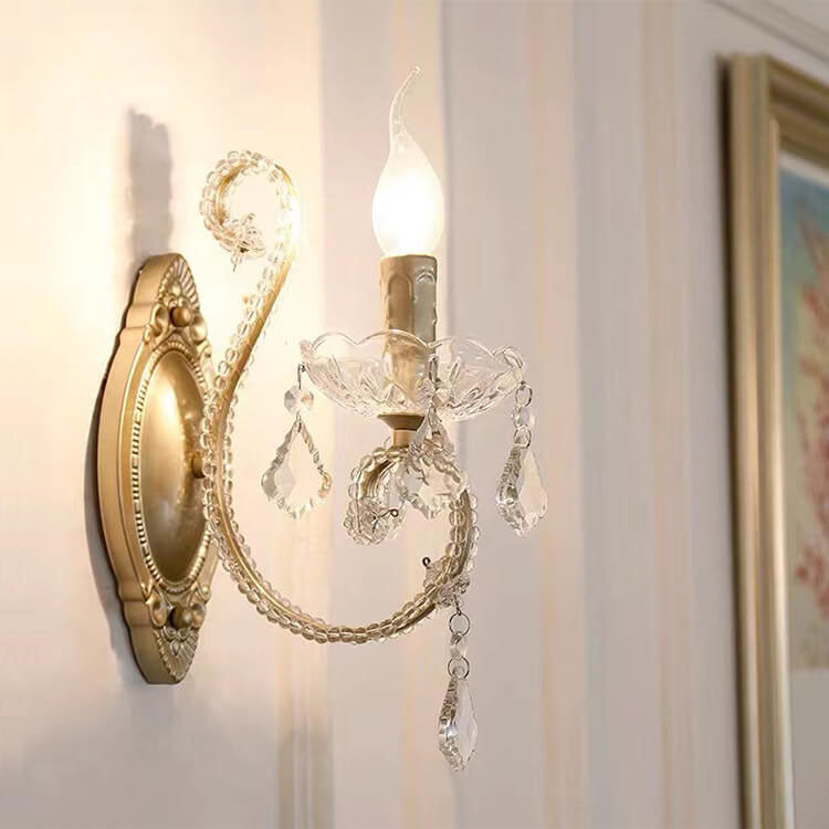 Taavita Vintage Crystal Chandelier 1/2 Light Wall Lamp