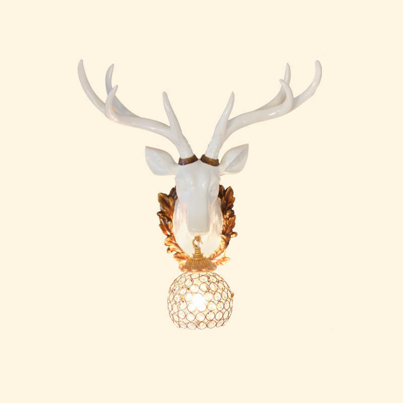 Taavita Retro Deer Head Resin Wall Lamp with 1 Light