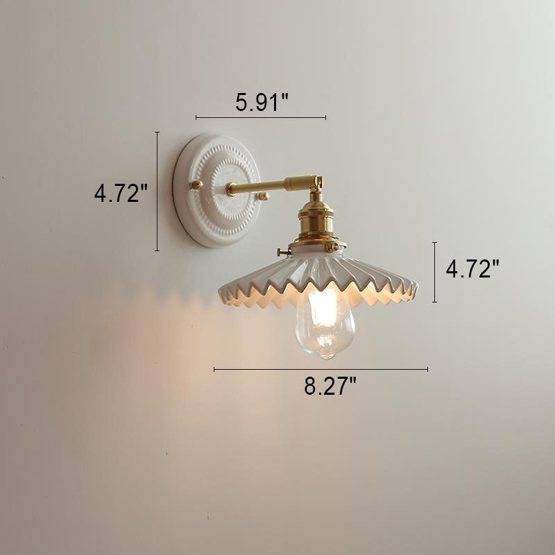 Taavita Vintage Wall Lamp made of Brass with 1 Ceramic Light - Modern Design in White and Copper, for Night/Living Room/Bedroom/Office, 110 V-240 V