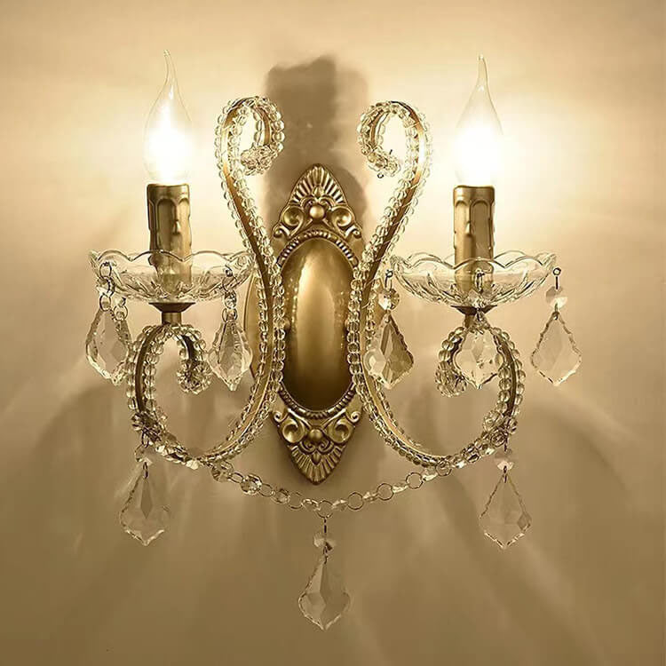 Taavita Vintage Crystal Chandelier 1/2 Light Wall Lamp