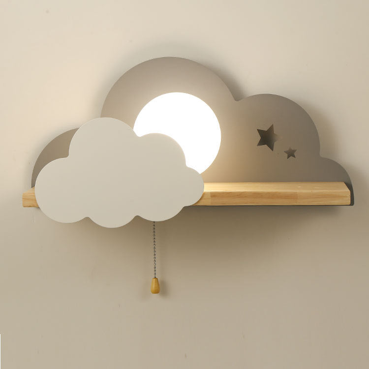 Taavita Macaron Cloud Glass Wood 1-Light Wall Lamp