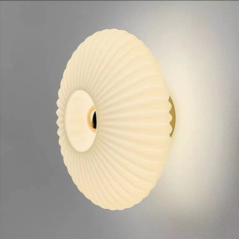 Taavita Vintage Striped Glass Round Disc 1-Light Wall Lamp