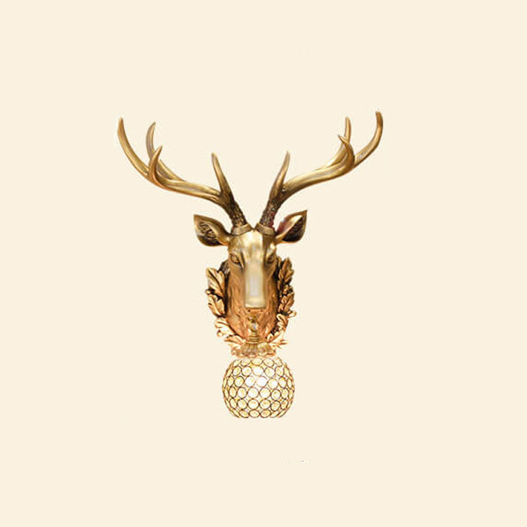 Taavita Retro Deer Head Resin Wall Lamp with 1 Light