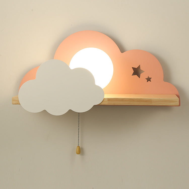 Taavita Macaron Cloud Glass Wood 1-Light Wall Lamp