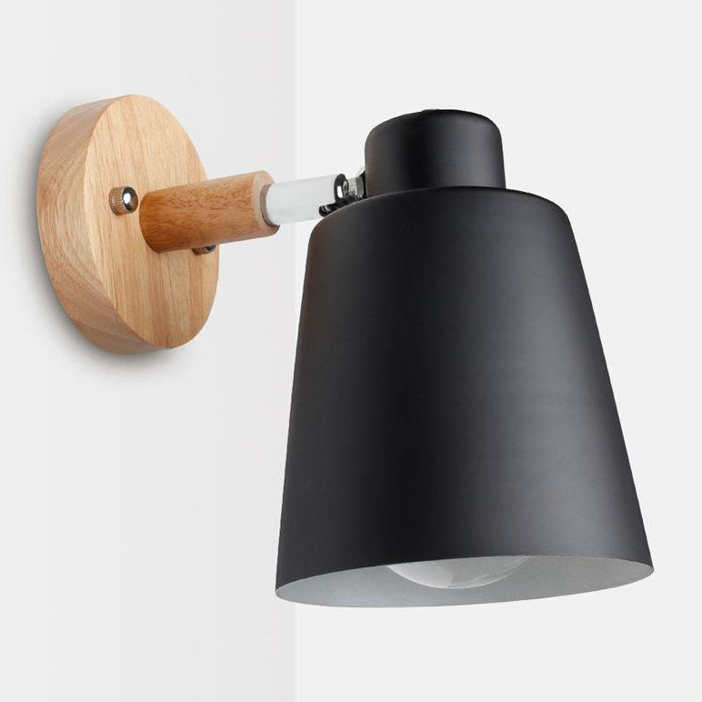 Taavita, minimalistic, monochrome, single-flame wall lamp made of iron and wood