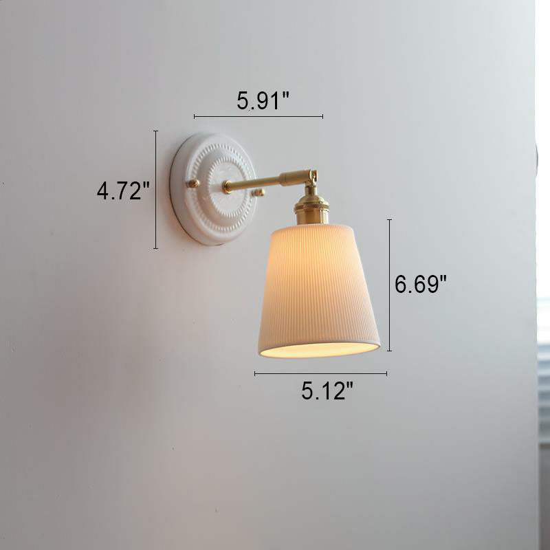 Taavita Vintage Wall Lamp made of Brass with 1 Ceramic Light - Modern Design in White and Copper, for Night/Living Room/Bedroom/Office, 110 V-240 V