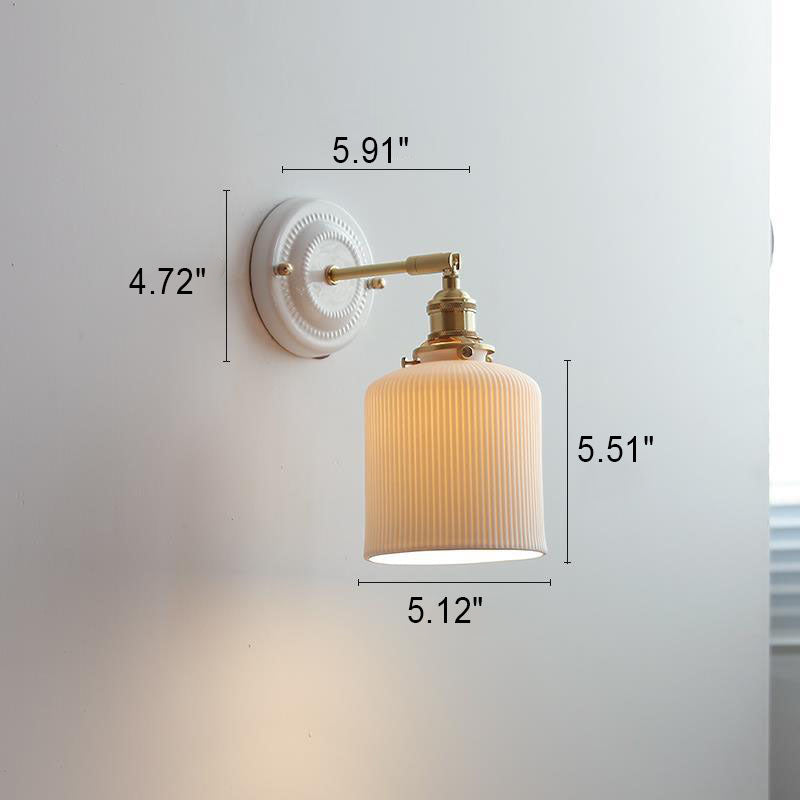 Taavita Vintage Wall Lamp made of Brass with 1 Ceramic Light - Modern Design in White and Copper, for Night/Living Room/Bedroom/Office, 110 V-240 V