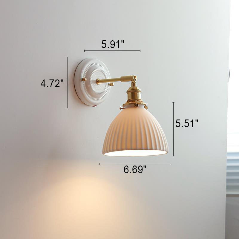 Taavita Vintage Wall Lamp made of Brass with 1 Ceramic Light - Modern Design in White and Copper, for Night/Living Room/Bedroom/Office, 110 V-240 V