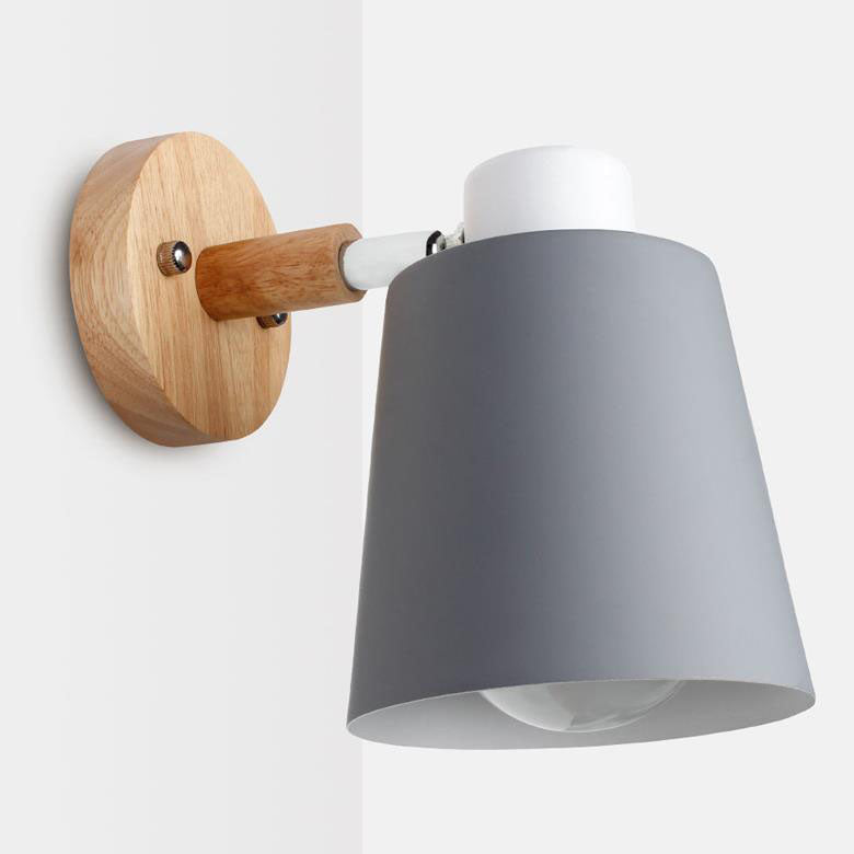 Taavita, minimalistic, monochrome, single-flame wall lamp made of iron and wood