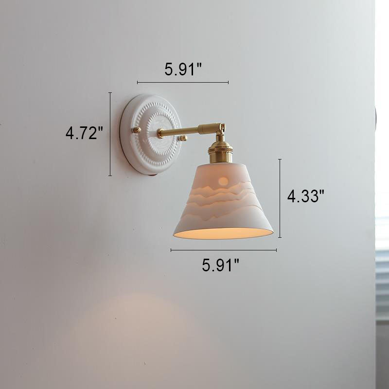 Taavita Vintage Wall Lamp made of Brass with 1 Ceramic Light - Modern Design in White and Copper, for Night/Living Room/Bedroom/Office, 110 V-240 V