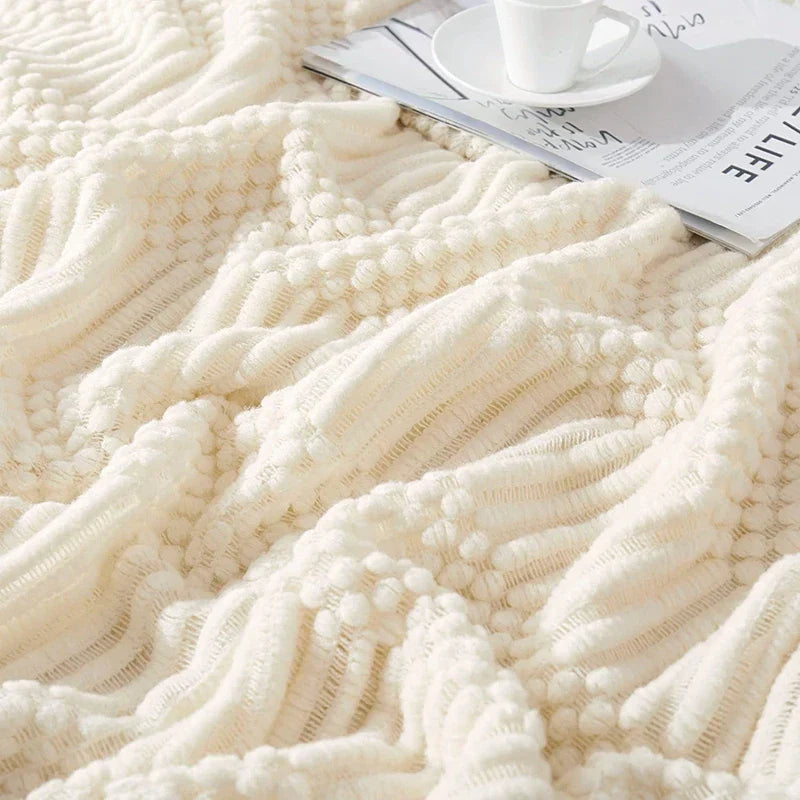 Luxury Chunky Style Knitted Blanket for Bedroom and Sofa