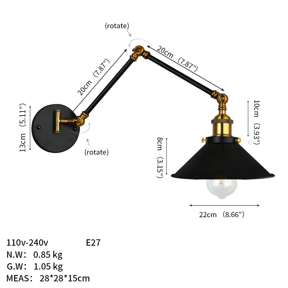 Taavita Industrial Swing Arm Wall Lamp