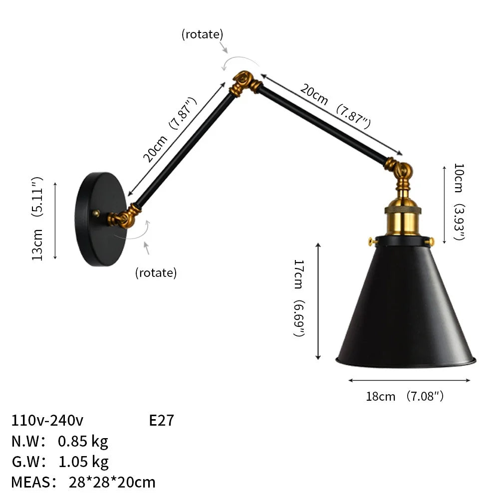 Taavita Industrial Swing Arm Wall Lamp