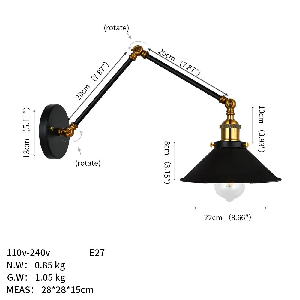 Taavita Industrial Swing Arm Wall Lamp