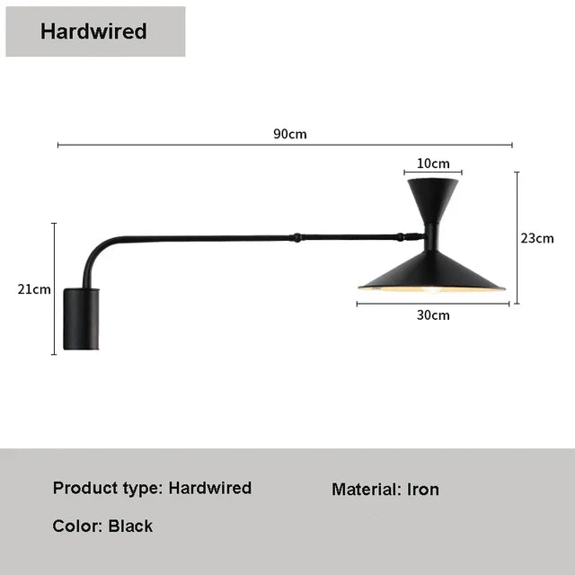 Taavita Wall Lamp Swivel Arm Black