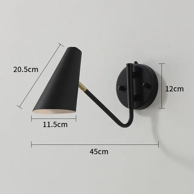 Black Wall Lamp with Swivel Arm