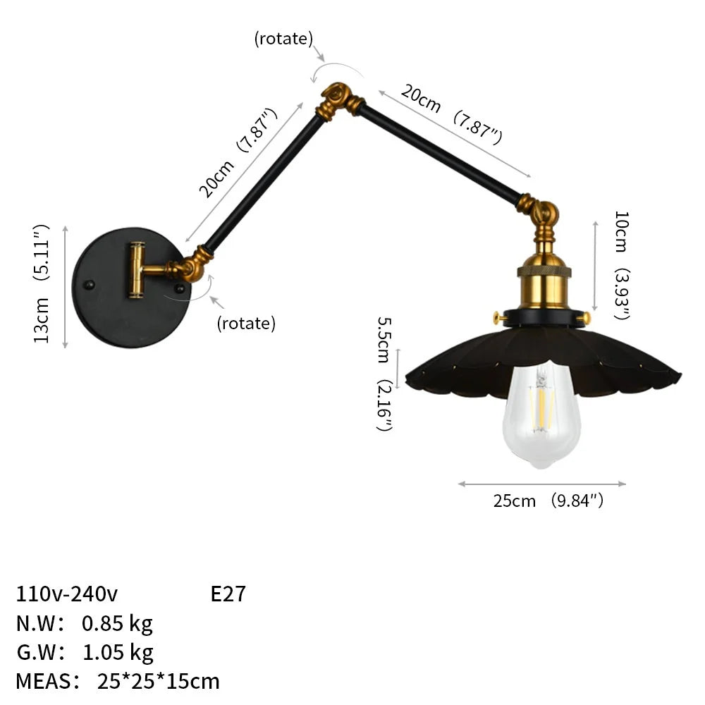 Taavita Industrial Swing Arm Wall Lamp