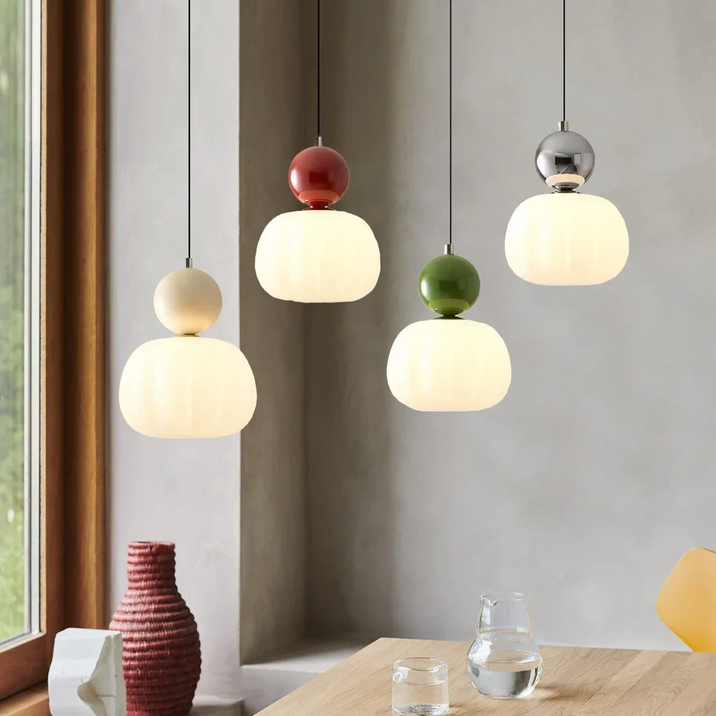 Cream Pendant Light "Taavita" in Art Deco Style