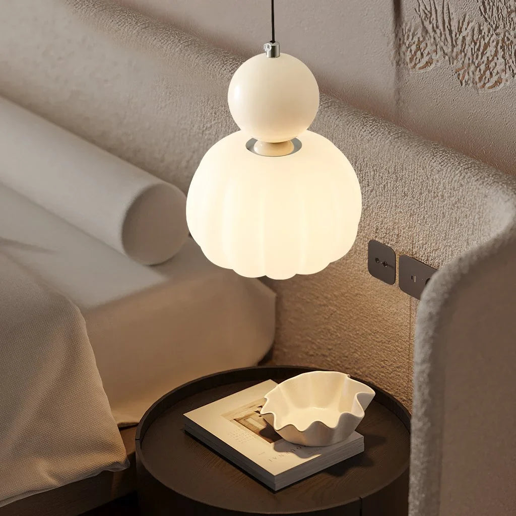 Cream Pendant Light "Taavita" in Art Deco Style