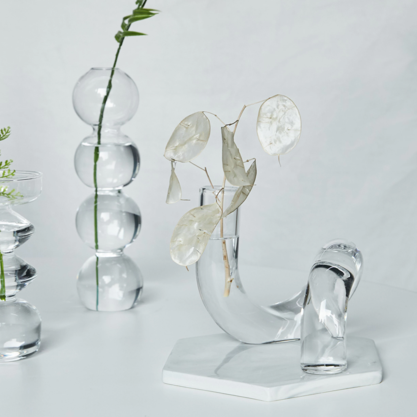 Taavita Hydroponic Vase & Candle Holder - Blown Glass, Beautiful Loop Design