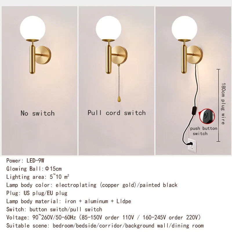 Taavita Wall Lamp with Plug Gold