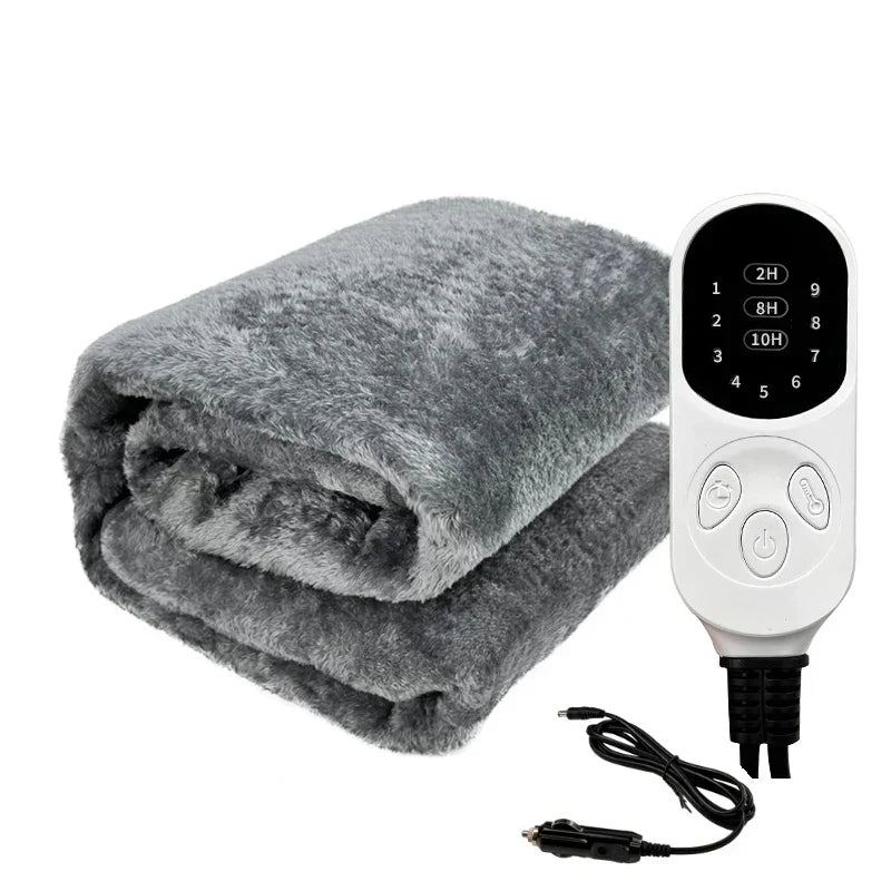 12V Heated Blanket for Car, SUV, and Truck – Electric Heating Blanket with Timer and Temperature Control, Ideal for Winter Travel and Camping